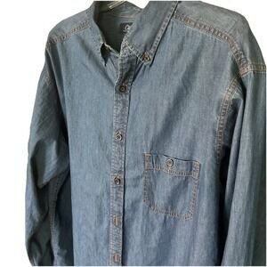 Roundtree & Yorke Casuals Men‎ XLT Blue Denim Long Sleeve Shirt 100% Cotton Tall